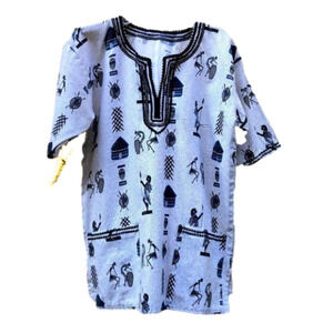AFRICAN PRINT shirt from Zambia Pit to Pit 21 3/4" New Without Tags